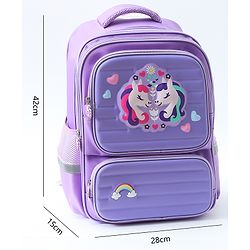 Babyhug Backpack With Unicorn Print Purple - Height 16.5 Inches