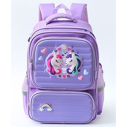 Babyhug Backpack With Unicorn Print Purple - Height 16.5 Inches