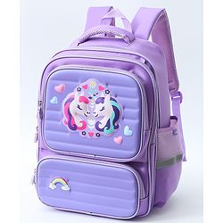 Babyhug Backpack With Unicorn Print Purple - Height 16.5 Inches