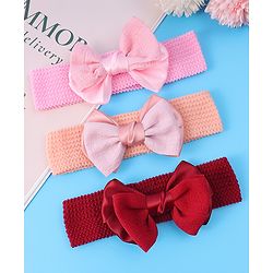 Babyhug Headbands With Bow Applique Pack of 3 - Multicolor