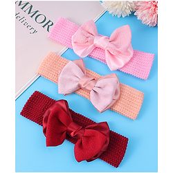 Babyhug Headbands With Bow Applique Pack of 3 - Multicolor