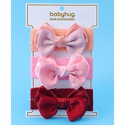 Babyhug Headbands With Bow Applique Pack of 3 - Multicolor
