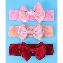 Babyhug Headbands With Bow Applique Pack of 3 - Multicolor