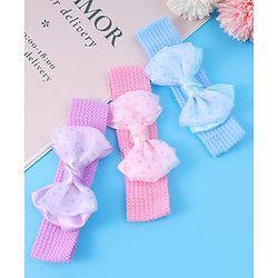 Babyhug Headbands With Bow Applique Pack of 3 - Multicolor
