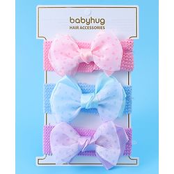 Babyhug Headbands With Bow Applique Pack of 3 - Multicolor