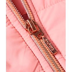 Babyhug Woven Full Sleeves Hooded Padded Jacket With Star Applique & Removable Hood - Pink