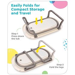 Babyhug Disney Foldable Baby Bathtub with Heat Sensitive Drain Plug & Mickey & Friends Graphics - White