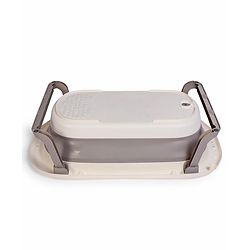 Babyhug Disney Foldable Baby Bathtub with Heat Sensitive Drain Plug & Mickey & Friends Graphics - White