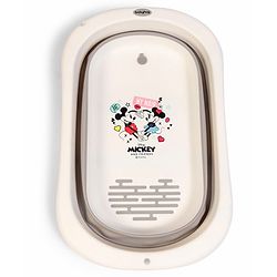 Babyhug Disney Foldable Baby Bathtub with Heat Sensitive Drain Plug & Mickey & Friends Graphics - White