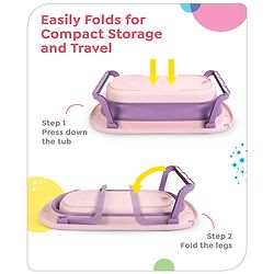 Babyhug Disney Foldable Baby Bathtub with Heat Sensitive Drain Plug & Mickey & Friends Graphics - White