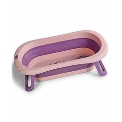 Babyhug Disney Foldable Baby Bathtub with Heat Sensitive Drain Plug & Mickey & Friends Graphics - White