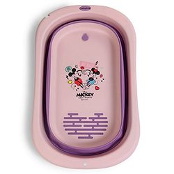 Babyhug Disney Foldable Baby Bathtub with Heat Sensitive Drain Plug & Mickey & Friends Graphics - White