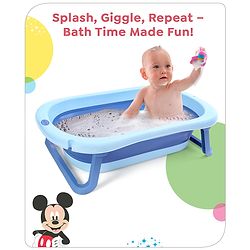 Babyhug Disney Foldable Baby Bathtub with Heat Sensitive Drain Plug & Mickey & Friends Graphics - White