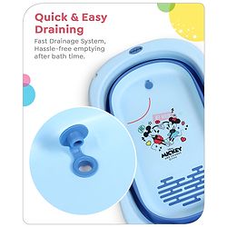 Babyhug Disney Foldable Baby Bathtub with Heat Sensitive Drain Plug & Mickey & Friends Graphics - White