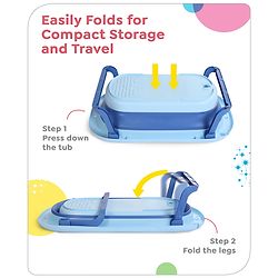 Babyhug Disney Foldable Baby Bathtub with Heat Sensitive Drain Plug & Mickey & Friends Graphics - White