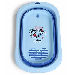 Babyhug Disney Foldable Baby Bathtub with Heat Sensitive Drain Plug & Mickey & Friends Graphics - White