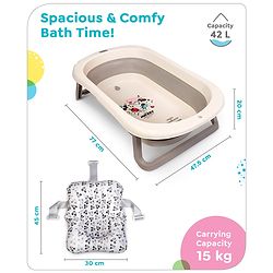 Babyhug Disney Foldable Baby Bathtub with Cushion & Mickey & Friends Graphics -White