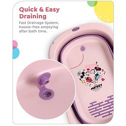 Babyhug Disney Foldable Baby Bathtub with Cushion & Mickey & Friends Graphics -White