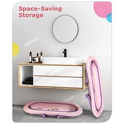 Babyhug Disney Foldable Baby Bathtub with Cushion & Mickey & Friends Graphics -White