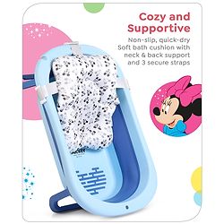 Babyhug Disney Foldable Baby Bathtub with Cushion & Mickey & Friends Graphics -White