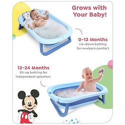 Babyhug Disney Foldable Baby Bathtub with Cushion & Mickey & Friends Graphics -White