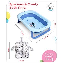 Babyhug Disney Foldable Baby Bathtub with Cushion & Mickey & Friends Graphics -White