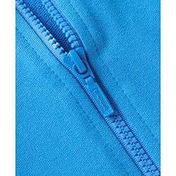 Babyhug Cotton Knit Full Sleeves Hooded Sweat Jacket With Text Print - Blue