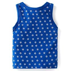 Babyhug 100% Cotton Knit Sleeveless Antibacterial Sando Striped Star & Shark Print Pack of 5 - Navy Orange & White