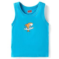 Babyhug 100% Cotton Knit Sleeveless Antibacterial Sando Striped Star & Shark Print Pack of 5 - Navy Orange & White