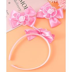 Babyhug Hair Accessories Combo Sets with Bow Applique - Pink