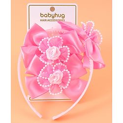 Babyhug Hair Accessories Combo Sets with Bow Applique - Pink