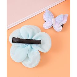 Babyhug Hair Accessories Combo Set Free Size with Floral Applique - Sky Blue