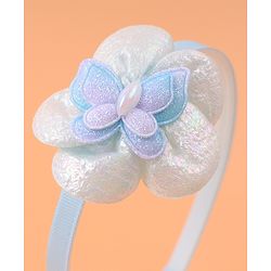 Babyhug Hair Accessories Combo Set Free Size with Floral Applique - Sky Blue