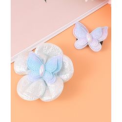 Babyhug Hair Accessories Combo Set Free Size with Floral Applique - Sky Blue