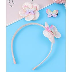 Babyhug Hair Accessories Combo Set Free Size with Floral Applique - Peach
