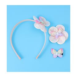 Babyhug Hair Accessories Combo Set Free Size with Floral Applique - Peach