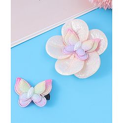 Babyhug Hair Accessories Combo Set Free Size with Floral Applique - Peach