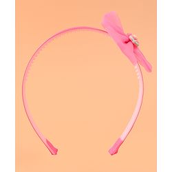 Babyhug Headband & Clips  Combo Set Free Size with Bow Applique - Fuchsia