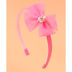Babyhug Headband & Clips  Combo Set Free Size with Bow Applique - Fuchsia