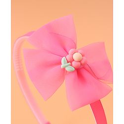 Babyhug Headband & Clips  Combo Set Free Size with Bow Applique - Fuchsia