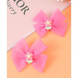 Babyhug Headband & Clips  Combo Set Free Size with Bow Applique - Fuchsia