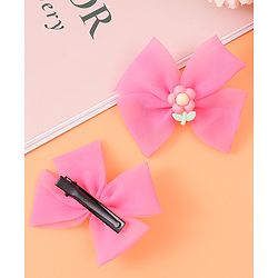 Babyhug Headband & Clips  Combo Set Free Size with Bow Applique - Fuchsia