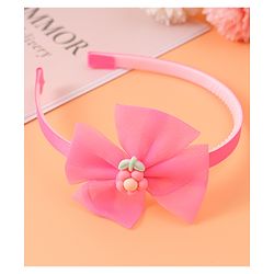 Babyhug Headband & Clips  Combo Set Free Size with Bow Applique - Fuchsia