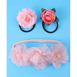 Babyhug Hair Rubber Bands Free Size Pack of 3 - Pink