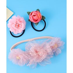 Babyhug Hair Rubber Bands Free Size Pack of 3 - Pink