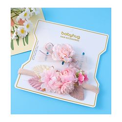 Babyhug Hair Accessory Combo Set With Floral Applique Free Size - Pink