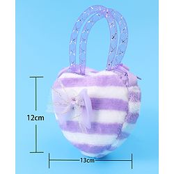 Babyhug Free Size Striped Heart Shaped Sling Bag With Bow Applique - Purple