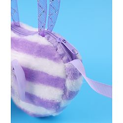 Babyhug Free Size Striped Heart Shaped Sling Bag With Bow Applique - Purple