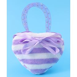 Babyhug Free Size Striped Heart Shaped Sling Bag With Bow Applique - Purple