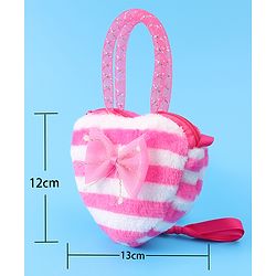 Babyhug Free Size Striped Heart Shaped Sling Bag With Bow Applique - Fuchsia